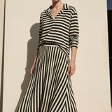 Black Horizontal-Stripe Rib Knit, Poly-Cotton, 223 gsm