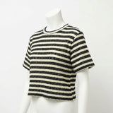 Black Horizontal-Stripe Rib Knit, Poly-Cotton, 223 gsm