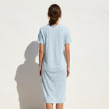 Light Blue Marl Jersey Knit, Poly-Linen, 115 gsm