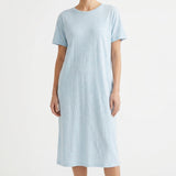Light Blue Marl Jersey Knit, Poly-Linen, 115 gsm