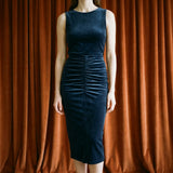 Polyester Stretch Velvet Fabric, 297 gsm, 190 cm — Navy