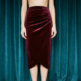 Brushed Polyester Stretch Velvet Fabric, 280 gsm, 185 cm — Red