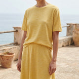 Yellow Marl Piqué Knit, Cotton-Linen