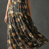 Yellow Flowers Chiffon, Polyester, 71 gsm