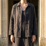 Charcoal Textured Linen-Look, Polyester