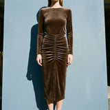 Brown Heathered-Marl Velvet, Polyester