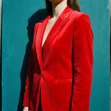 Polyester Stretch Velvet Fabric, 280 gsm — Red