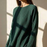 Modal Polyester Stretch Rib Knit Fabric, 410 gsm, 140 cm — Green