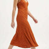 Orange Vertical-Stripe Crepe, Polyester, 180 gsm
