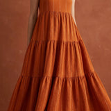 Orange Vertical-Stripe Crepe, Polyester, 180 gsm