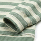 Green Horizontal-Stripe Rib Knit, Viscose, 400 gsm