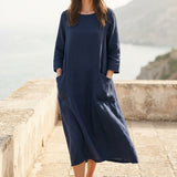 Navy Linen-Look, Polyester
