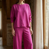 100% Viscose Linen-Look Fabric, 120 gsm, 155 cm — Pink