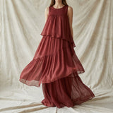 100% Polyester Chiffon Fabric, 60 gsm, 155 cm — Red