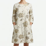 Gold Floral Linen-Look, Polyester