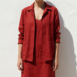 Red Marl Linen-Look, Polyester, 280 gsm