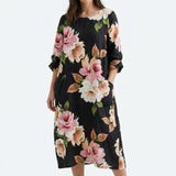 Pink Floral Linen-Look, Polyester, 200 gsm