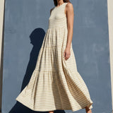 Gold Horizontal-Stripe Rib Knit, Poly-Viscose