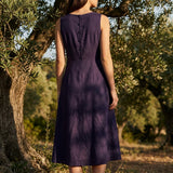 Polyester Stretch Linen-Look Fabric, 200 gsm, 165 cm — Navy, ref EF-269013