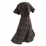 Black Plaid Bouclé, Poly-Cotton, 330 gsm