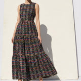Black Plaid Bouclé, Poly-Cotton, 330 gsm