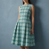 Green Plaid Bouclé, Poly-Cotton