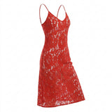 Red Floral Lace, Cotton-Nylon, 170 gsm