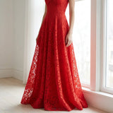 Red Floral Lace, Cotton-Nylon, 170 gsm