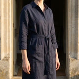 100% Polyester Linen-Look Fabric, 120 gsm, 150 cm — Navy
