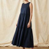Cotton Stretch Sateen Fabric, 150 gsm, 160 cm — Navy