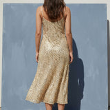 Gold Sequin Mesh, Polyester, 200 gsm, 150 cm