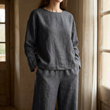 100% Polyester Linen-Look Fabric, 140 gsm, 150 cm — Grey