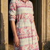 Pink Floral Linen-Look, Polyester, 150 gsm