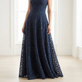 Navy Floral Lace, Cotton-Nylon