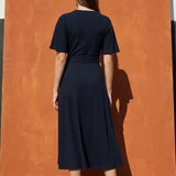 Brushed Polyester Stretch Rib Knit Fabric, 250 gsm, 140 cm — Navy