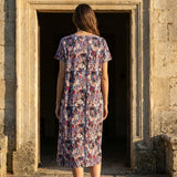 Purple Splatters Jersey Knit, Cotton-Linen