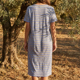 Grey Horizontal-Stripe Knit, Linen-Cotton