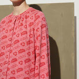 Printed Slub Modal Cotton Stretch Jersey Knit Fabric, 140 gsm, 190 cm — Pink