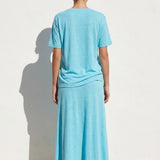 Light Blue Marl Jersey Knit, Poly-Linen, 150 gsm
