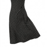 Black Horizontal-Stripe French Terry, Viscose