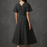 Black Horizontal-Stripe French Terry, Viscose