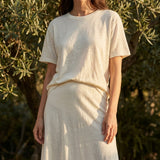 Polyester Linen Jersey Knit Fabric, 140 gsm, 185 cm — White