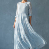 100% Polyester Chiffon Fabric, 70 gsm, 148 cm — Blue