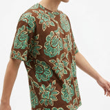 Teal Floral Jersey Knit, Cotton, 125 gsm, 148 cm