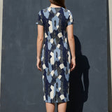 Blue Abstract French Terry, Cotton