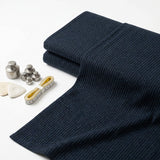 Polyester Cotton Rib Knit Fabric, 207 gsm, 175 cm — Navy