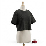 Dark Grey Marl Rib Knit, Viscose-Poly, 223 gsm, 180 cm