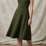 Olive Horizontal-Stripe Crepe, Polyester