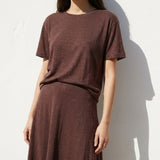 Brown Marl Jersey Knit, Linen-Poly