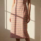 Pink Horizontal-Stripe Crepe, Poly-Cotton